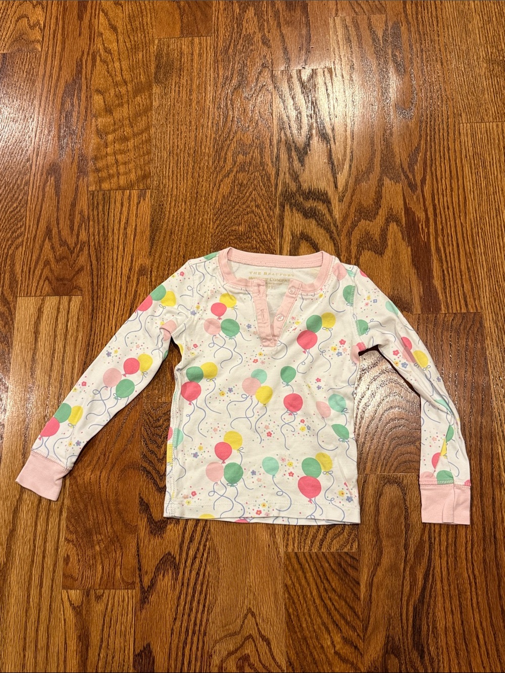The Beaufort Bonnet Company Pink-Trim Balloon Print Long Sleeve Tee